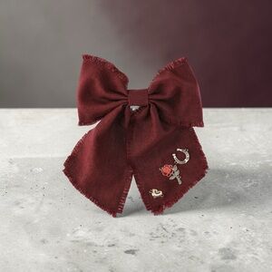 Women's Burgundy Bow Hair Clip with Charms